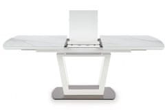 Halmar Rozkladací sklenený jedálenský stôl Blanco, mramor / biela