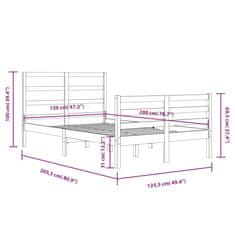 Vidaxl Rám postele, čierny, masívne borovicové drevo, 120 x 200 cm