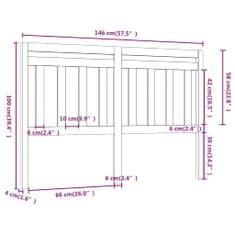 Vidaxl Čelo postele, sivé, 146x4x100 cm, masívne borovicové drevo