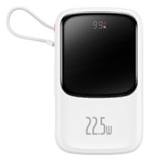shumee Powerbanka Qpow 10 000 mAh vstavaný kábel USB typu C 22,5 W rýchle nabíjanie biely