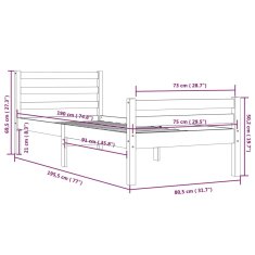 Vidaxl Posteľný rám biely masívne drevo 75x190 cm 2FT6 malé jednolôžko