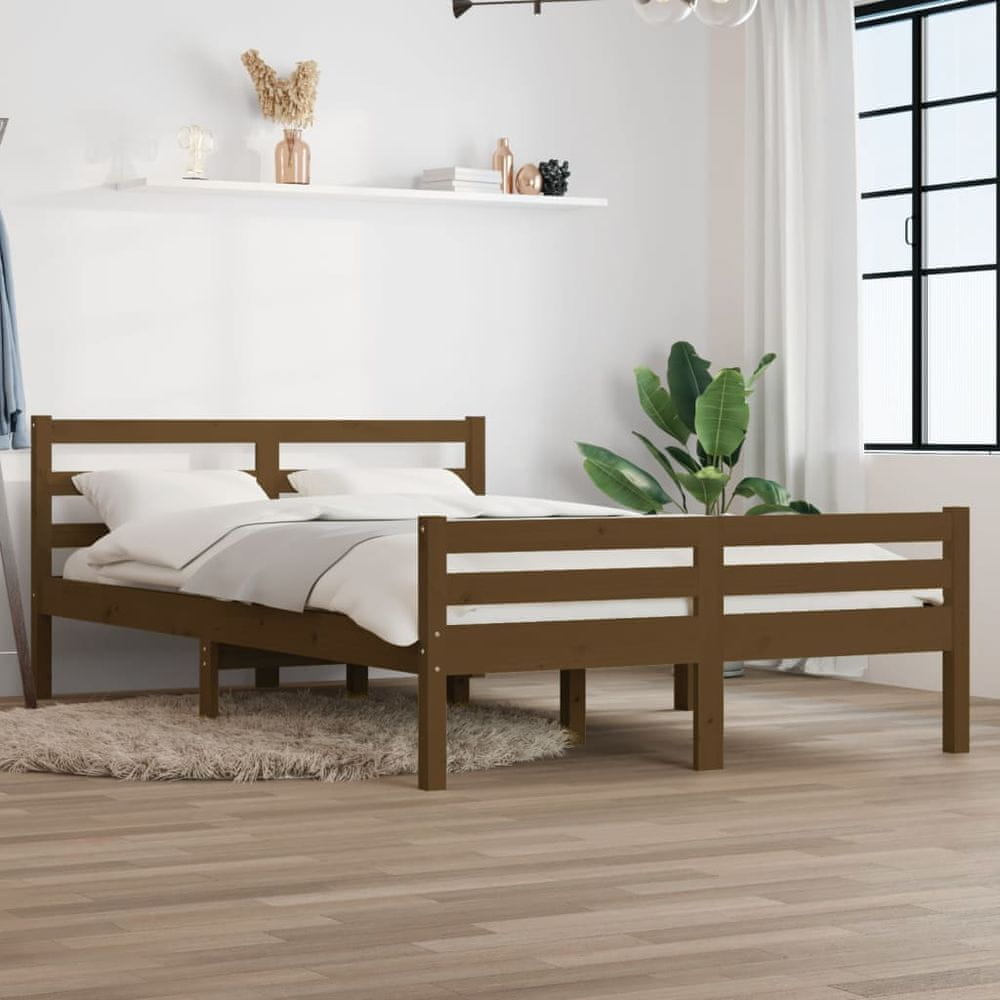 Vidaxl Rám postele, medovo hnedý, masívne drevo, 140 x 190 cm
