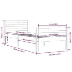 Vidaxl Posteľný rám sivý masívne drevo 100x200 cm