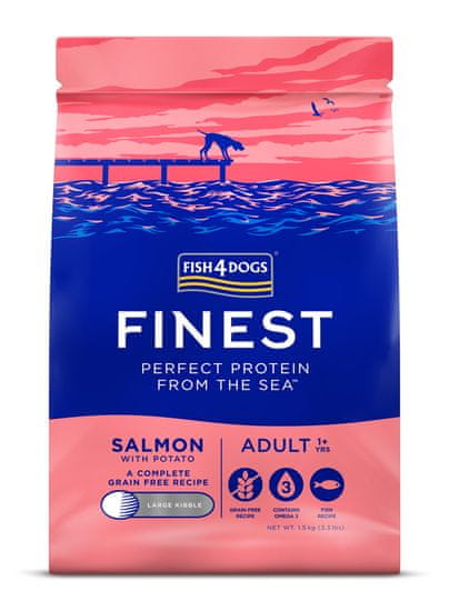 Fish4Dogs Granule malé pre dospelých psov Finest losos so zemiakmi 1,5 kg, 1+