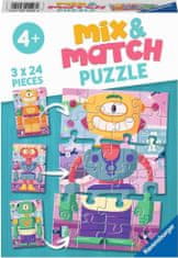 Ravensburger Puzzle Mix&Match: Roztomilí roboti 3x24 dielikov