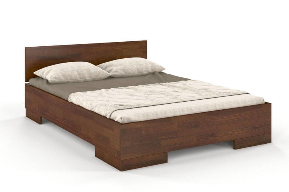 eoshop Drevená posteľ s úložným boxom SPECTRUM Maxi & Long ST, dlhšia 20cm, borovica (Rozmer: 160x220 cm, Farba: Orech)
