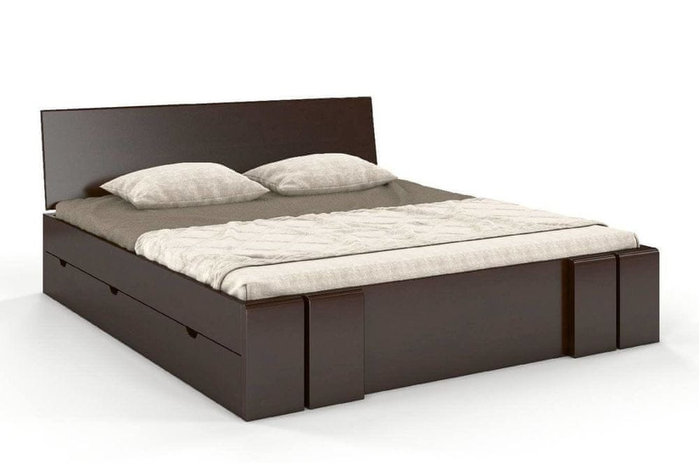 eoshop Drevená posteľ s úložným priestorom VESTRE Maxi & DR, buk (Rozmer: 180x200 cm, Farba: Palisander)