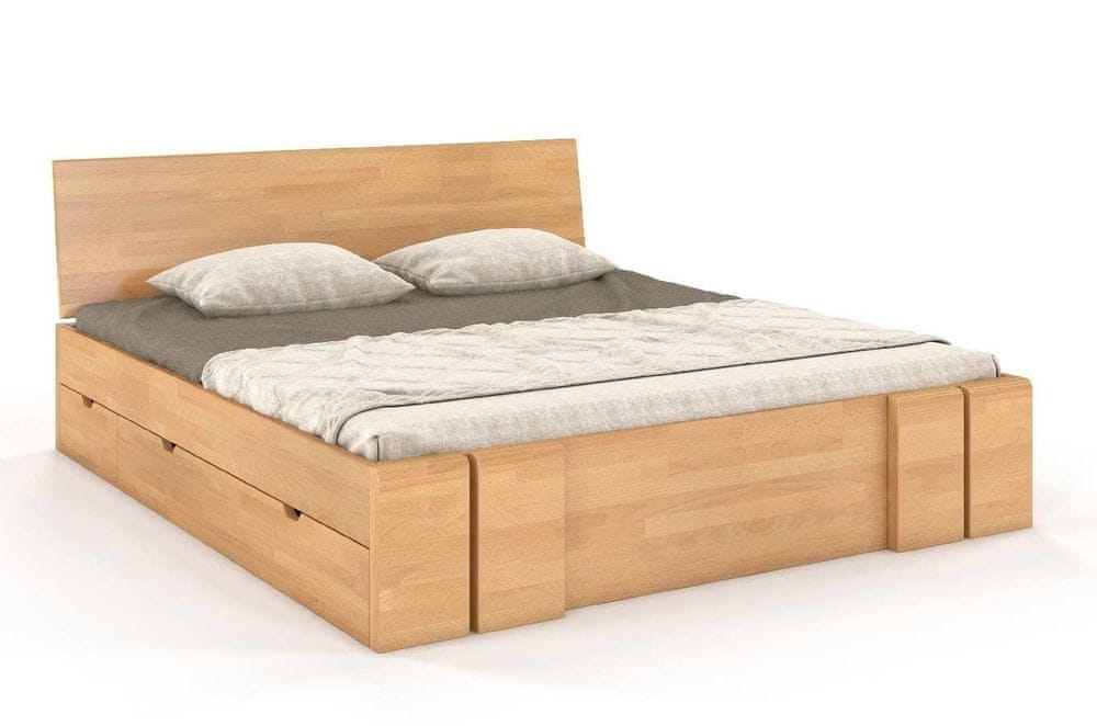 eoshop Drevená posteľ s úložným priestorom VESTRE Maxi & DR, buk (Rozmer: 180x200 cm, Farba: Prírodná)