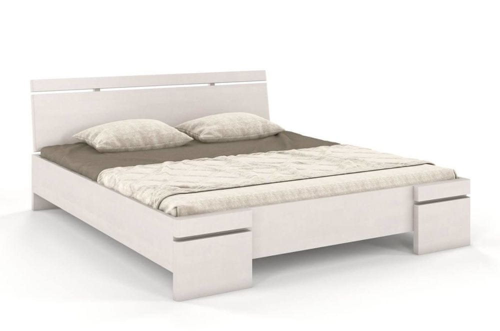 eoshop Drevená posteľ SPARTA Maxi & Long, dlhšia 20cm, buk (Rozmer: 180x220 cm, Farba: Biela)
