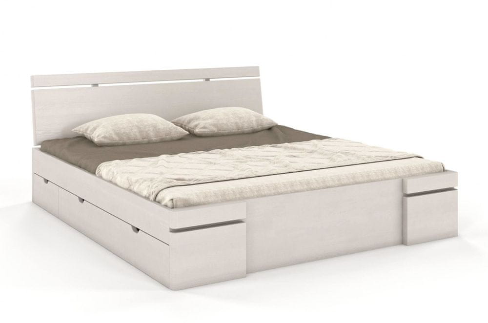 eoshop Drevená posteľ so šuplíkmi SPARTA Maxi & DR, borovica (Rozmer: 180x200 cm, Farba: Biela)