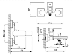 AQUALINE Aqualine, FACTOR nástenná vaňová batéria, chrómová, FC310