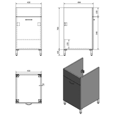 AQUALINE Aqualine, Skrinka pod výlevku 43x70x47,8cm, biela, 57034