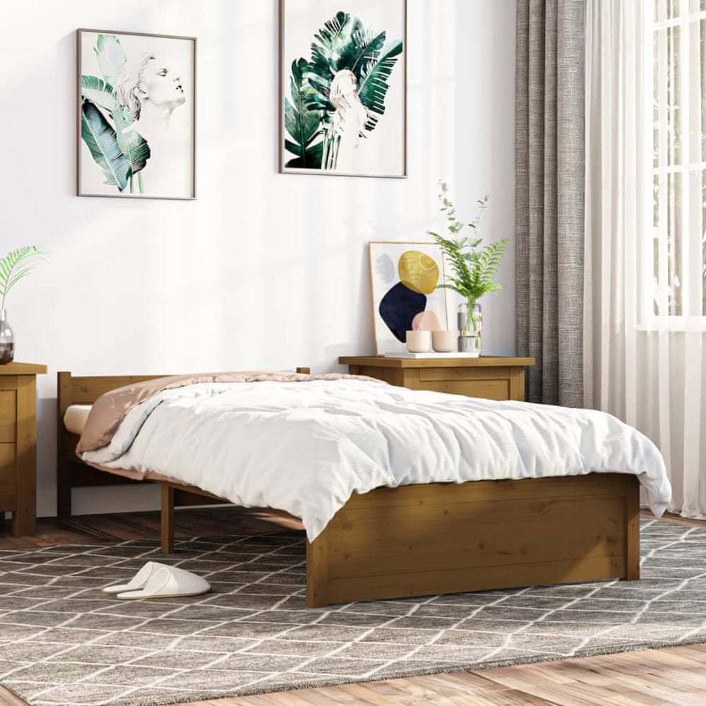 Vidaxl Rám postele, medovo hnedý, masívne drevo, 90 x 200 cm