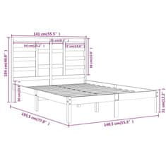 Vidaxl Rám postele, masívne drevo, medovo hnedá, 135x190 cm, dvojlôžková