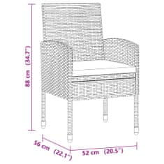 Petromila vidaXL 3-dielna vonkajšia jedálenská súprava polyratan čierna