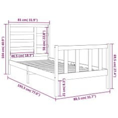 Vidaxl Rám postele, biely, masívne drevo, 75x190 cm, jednolôžkový