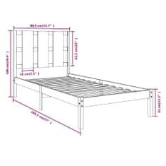 Vidaxl Rám postele, sivý, z masívneho dreva, 75x190 cm, jednolôžkový