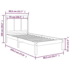 Vidaxl Rám postele, masívne borovicové drevo, 75x190 cm, jednolôžko