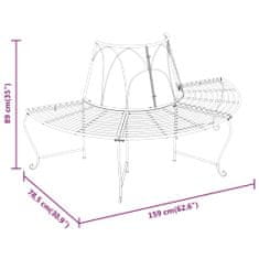 Vidaxl Lavička na strom, polkruhová, Ø159 cm, čierna, oceľ