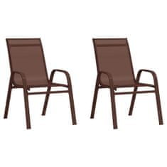 Vidaxl Stohovateľné záhradné stoličky 2 ks hnedé textilénová látka