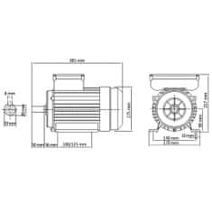 Vidaxl Jednofázový elektromotor, hliník 2,2kW/3HP, 2-pólový 2800 ot./min