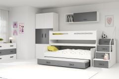 eoshop Poschodová posteľ MAX 1, 80x200 cm, biela/grafit