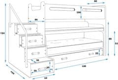 eoshop Poschodová posteľ MAX 1, 80x200 cm, biela/grafit