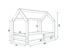 eoshop Detská posteľ Domček 1 80x160 cm, grafit + rošt a matracu ZADARMO