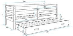 eoshop Detská posteľ Eryk - 2 osoby, 90x200 s výsuvnou prístelkou - Biela, Ružová