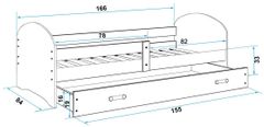 eoshop Detská posteľ Luki 1 80x160 s úložným priestorom - 1 osoba - Biela, Poník