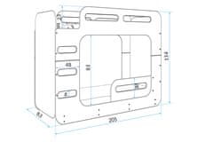 eoshop Detská poschodová posteľ Max 2 - 2 osoby – Biela,