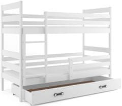 eoshop Detská poschodová posteľ Eryk - 2 osoby, 90x200 s úložným priestorom - Biela, Biela