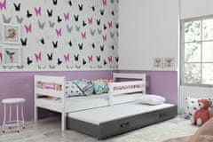 eoshop Detská posteľ Eryk - 2 osoby, 80x190 s výsuvnou prístelkou - Biela, Grafit