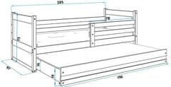 eoshop Posteľ s prístelkou Riky II 90x200 biela / modrá