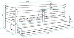 eoshop Posteľ Norbert 90x200 biela / modrá