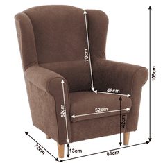 KONDELA Kreslo ušiak, látka hnedá, Charlot