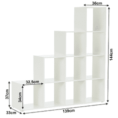 KONDELA Regál pyramída, biely, DTD laminovaná, NORAH