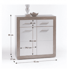 KONDELA Komoda, dub sonoma / biela, Cancan NEW 2T-2SK