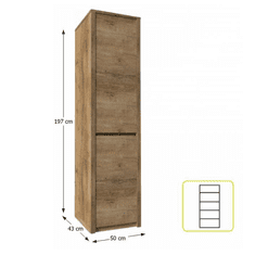 KONDELA Skriňa, dub lefkas tmavý, MONTANA S1D