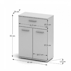 KONDELA Komoda, biela, NOKO-SINGA 33