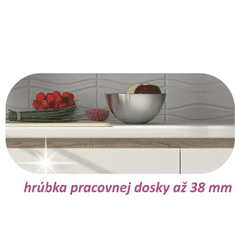 KONDELA Dolné skrinka D 40, vysoký biely lesk/dub sonoma, LINE