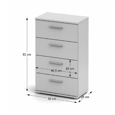 KONDELA Komoda, biela, NOKO-SINGA 14