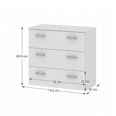 KONDELA Komoda, biela, GARBO 3