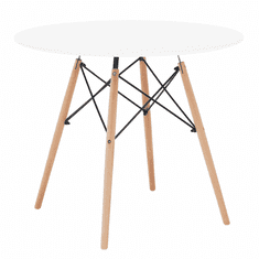KONDELA Jedálenský stôl, biela / buk, priemer 90 cm, Gamin NEW 90