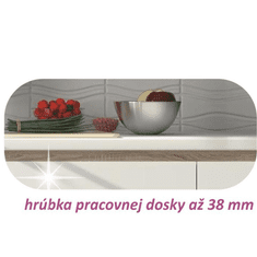 KONDELA Kuchynská zostava, dub sonoma/biela vysoký lesk HG, LINE