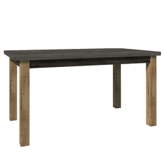 KONDELA Jedálenský stôl, rozkladacia, dub lefkas tmavý/smooth sivý, 160-203x90 cm, MONTANA STW