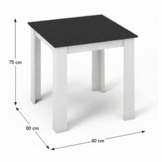 KONDELA Jedálenský stôl, biela / čierna, 80x80 cm, KRAZ