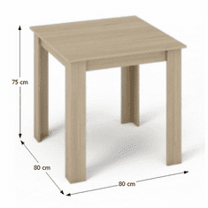 KONDELA Jedálenský stôl, dub sonoma, 80x80 cm, KRAZ