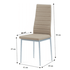 KONDELA Stolička, ekokoža béžová / kov strieborná, COLETA NOVA