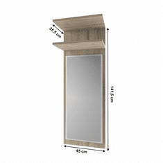 KONDELA Panel so zrkadlom 45, dub san remo, ORESTES